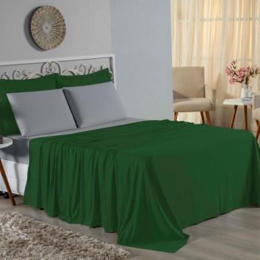 Imagem de Jogo de Cama Casal Viúva Nobre 4 Peças Malha 100% Algodão - Verde-Band