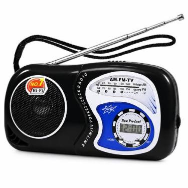 Imagem de Rádio FM Portátil Analógico AM FM e Relógio Digital Ótima Recepção Qua