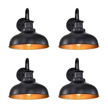 Imagem de Luminária de parede externa estilo celeiro Diyel, 4 unidades, preto e 