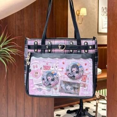 Imagem de Bolsa De Ombro Feminina Grande Capacidade Estilo Y2K Punk Goth Ulzzang