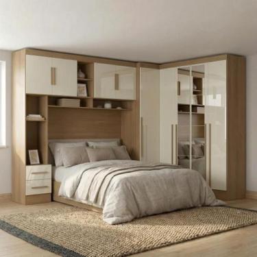 Imagem de Guarda Roupa Modulado 3 Peças 9 Portas 5 Gavetas com Espelho e Cabecei