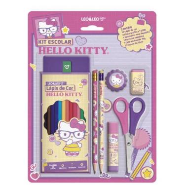 Imagem de Kit Escolar Lápis de Cor 12 Cores Hello Kitty Leo&Leo