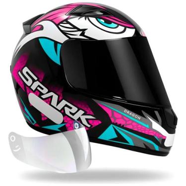 Imagem de Capacete Ebf Spark Dragon Rosa Mais Viseira Fumê, 60