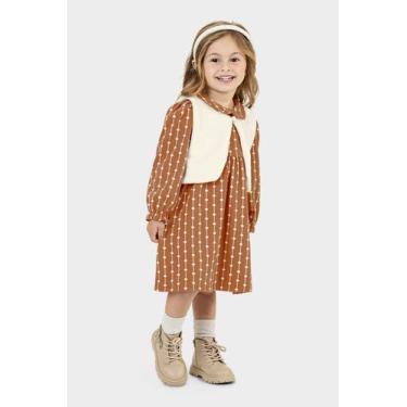 Imagem de Vestido Infantil Menina e Colete Glinny, Caramelo, 8