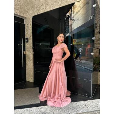 Imagem de Vestido de Festa Rose Longo Adulto tamanho M e G Poliéster