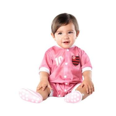 Imagem de Macacão Bebê Flamengo Curto Rosa - Torcida Baby, P