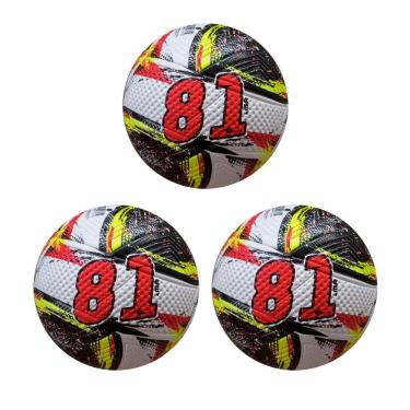 Imagem de Kit 3 Bola de Futebol Campo 81 Liga Oficial Tamanho 5 Preta e Vermelho Dalponte