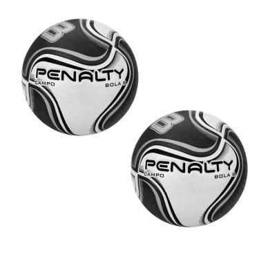 Imagem de Kit 2 Bola de Futebol de Campo 8 X com 8 Gomos e 0% Absorção de Água Preto Penalty