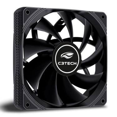 Imagem de Cooler Fan para Gabinete de Computador F9-200BK 120mm 1200 RPM 9 Lâminas Molex 4 Pinos Silencioso Preto C3tech