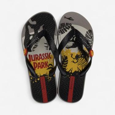 Imagem de Chinelo Ipanema Jurrassic Park Infantil Cinza, Cinza, Preto, Vermelho,