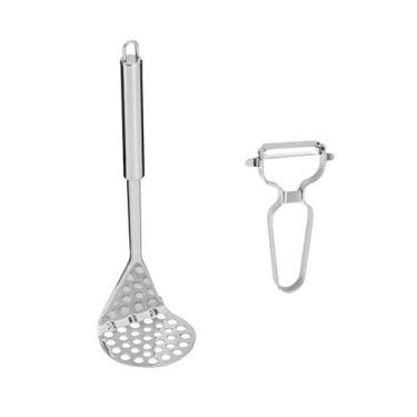 Imagem de Descascador Legumes Inox Amassador de Batatas Espremedor 2un - casa ch