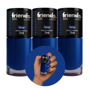 Imagem de Kit 3 Esmalte Cremoso Azul Tamy Friends 7ml Cor Vibrante