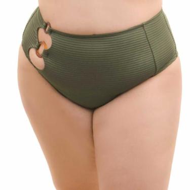 Imagem de Calcinha Biquini Plus Size fio duplo cintura alta Arsiè, 52, Verde mil