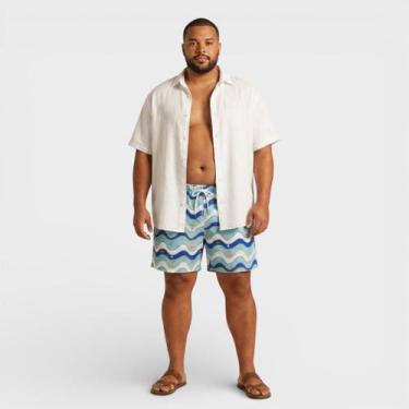 Imagem de Bermuda Masculina Plus Size Estampada Costa Boy, Branco, Amarelo, G3