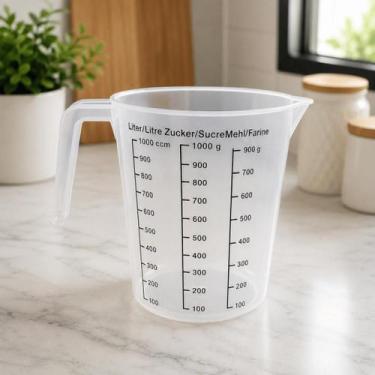 Imagem de Kit 2 Jarra Medidora 1 Litro Plástico Graduada Transparente para Líqui