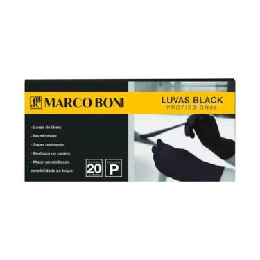Imagem de Luva em látex black 20 unidades tamanho p marco boni, PRETO