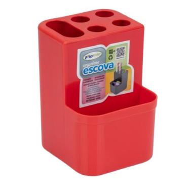 Imagem de Porta Escova Pasta de Dente Compacto Porta Treco Cor:Vermelho - Plasma