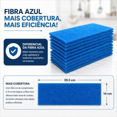 Imagem de Kit 10 Unidades Fibra AZUL 39,5 x 14 cm de Limpeza Macia Leve GRANDE S