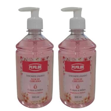 Imagem de Kit 2 Sabonete Flor de Cerejeira Corpo e Mãos 500ml - Pepilon