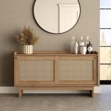Imagem de Aparador Buffet 2 Portas Rattan Sintético de Correr com Pés Átria Carr