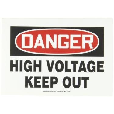 Imagem de Accuform Placa de segurança "Danger High Voltage - Keep Out", vinil adesivo, 18 x 25 cm (MELC127VS)