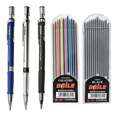 Imagem de BAILE Lapiseiras de 2 mm com recargas de grafite coloridas para esboço, carpinteiro e esboço, desenho, escrita, artesanato