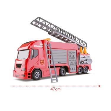 Imagem de Caminhão de bombeiro de brinquedo grande c/ acessórios pollux-silmar carrinho presente