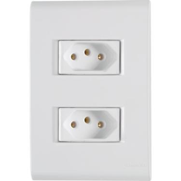 Imagem de Conj 4x2 2 Tomadas 2p+t Tramontina 20 A 250 V Liz Branco