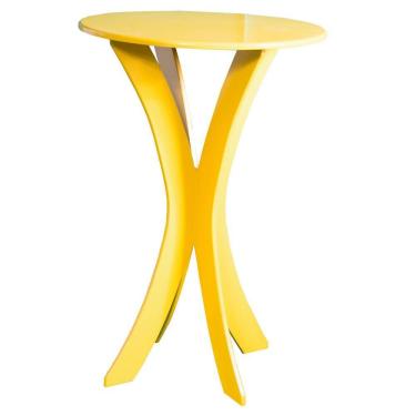 Imagem de Mesa Mesinha De Canto/Lateral Base Redonda Pé Em X Vermelho