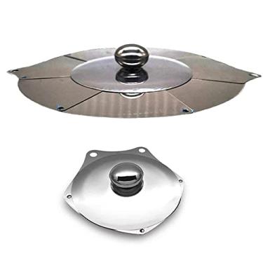 Imagem de Tampa Panela Retratil Ajustavel Universal Frigideira Inox Aumenta Diminui Conserva Alimentos Multiuso Cozinha Culinaria Comida Casa