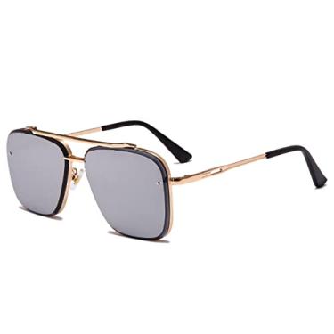 Imagem de Fashion Cool Men Driving Glasses Goggle Summer Style Gradient Brown Sunglasses Vintage Pilot Sun Glasses Punk Oculos De Sol,Silver,china