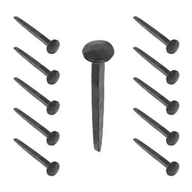 Imagem de Renovators Supply Pregos de ferro forjado preto 11,4 cm de comprimento quadrados Clavos Pregos decorativos para celeiro, portão, persiana de janela ou portas com acabamento em pó preto Hardware