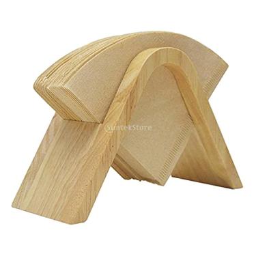 Imagem de FLAMEER Suporte de filtro de café de madeira natural para armazenamento de papel de café cremalheira de armazenamento de filtros de cone de prateleira - Estilo B