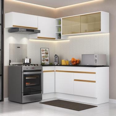 Imagem de Cozinha Completa de Canto com Rodapé Veneza Multimóveis MP2094 com Armário e Balcão Branca