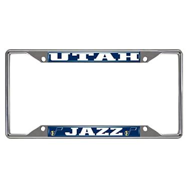Imagem de FANMATS Moldura de placa de licença de metal cromado Utah Jazz 14937, cores do time, 15,88 cm x 31,13 cm
