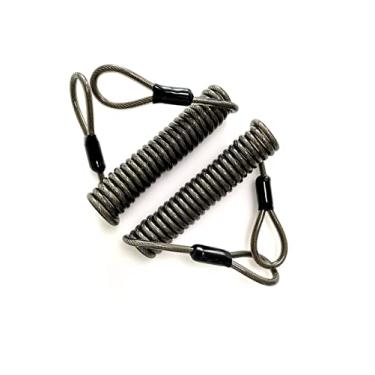 Imagem de Cabo retrátil Loradar com corda de lembrete, trava de bagagem, trava de segurança, cabo de aço inoxidável, laço duplo, cabo de segurança de auto-costura, 6 pés, 5,0 mm de diâmetro (pacote com 2)