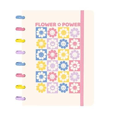 Imagem de Caderno De Disco IsCool Inteligente A5 Retro Flor Power Branco