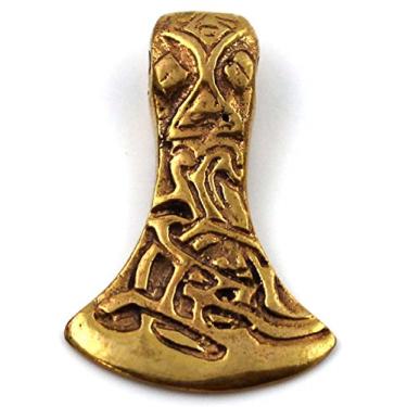 Imagem de LynnAround Bronze gravado Viking Nó Celta Cabeça de Machado Thors Martelo Mjolnir Pingente Nórdico para Colar Joias