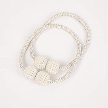 Imagem de Corda de flores criativas acessórios de cortina de fivela magnética acessórios de cortina simples pequena pérola pulseira de fivela magnética, T1,2 PCS