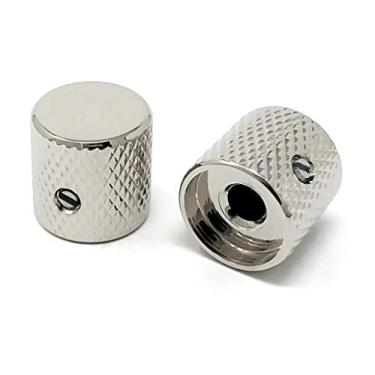 Imagem de Vintage Forge Puxadores de barril de níquel para guitarra Fender Telecaster e P-Bass de precisão (conjunto de 2) Eixo sólido de 1/4 polegada BK30US-NKL