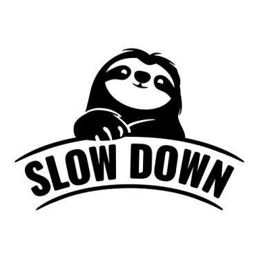 Imagem de Decalque adesivo de vinil com preguiça lenta | Carros Caminhões Vans SUVs Walls Cups Laptops | 15 cm | Preto | KCD2650B