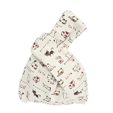 Imagem de Bolsa feminina de algodão com estampa bonita da Chezi, sacola de lona tamanho pequeno, Cat, Small