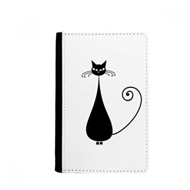 Imagem de Porta-passaporte preto Cat Sit Halloween Animal Art Outline Notecase Burse capa carteira porta-cartão, Multicolor