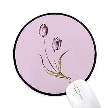 Imagem de Tapete de mouse roxo planta tulipa vegetação desktop escritório tapete redondo para computador