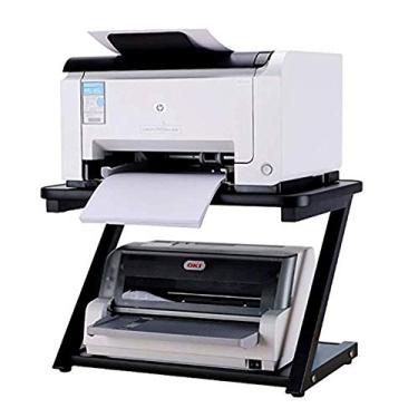 Imagem de KIZQYN Suporte de impressora prateleira multifuncional multicamadas de escritório desktop armazenamento simples copiadora prateleiras de armazenamento de documentos impressora de mesa (cor: cinza)