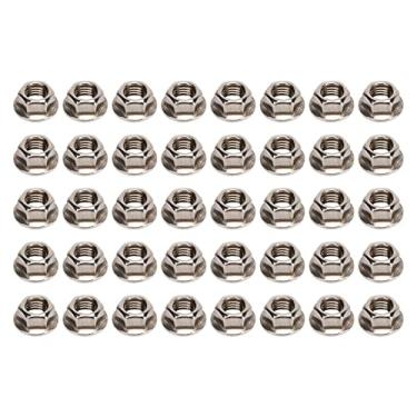 Imagem de 40 Pçs M10x1.25mm Porcas de Flange Hexagonal Aço Inoxidável Resistente à Ferrugem Conjunto de Porcas de Flange Fino Conjunto de Porcas de Flange Hexagonal Porca de Flange Fino