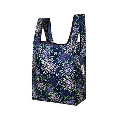 Imagem de Wrapables Bolsa de compras reutilizável pequena JoliBag Collection, hortênsias roxas