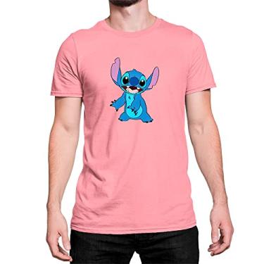 Imagem de Camiseta Basica Algodão Estampa Lilo Stich Azul Disney Cor:Rosa;Tamanho:M