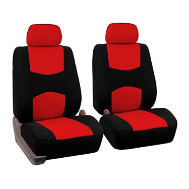 Imagem de FH Group Conjunto de capas de assento de carro dianteiras em tecido - Capas de assento de carro para assentos de carro baixos com encosto de cabeça removível, ajuste universal, capas de assento