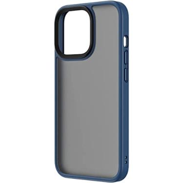 Imagem de KOSSMA Capa para iPhone 13 Pro, capa fosca TPU capa fina para iPhone 13 Pro, capa para iPhone 13 Pro com proteção de câmera, capa transparente à prova de choque anti-queda (cor: azul, tamanho: para iphon